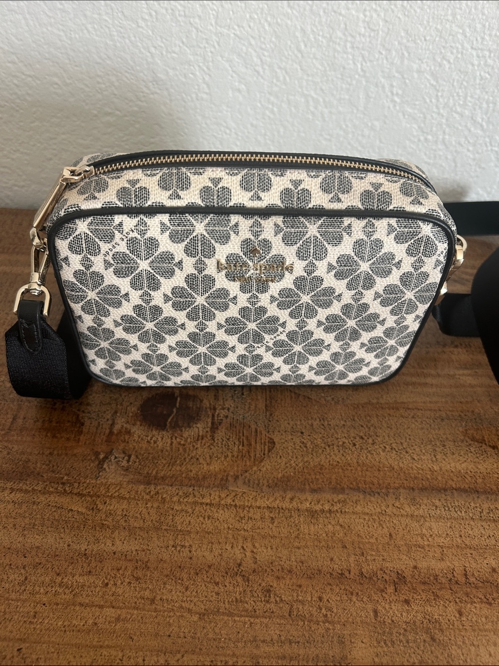 Kate Spade Signature Floral Print Camera Bag in Black/White Kate Spade purse